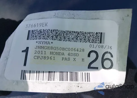 2011 Honda Fit Sport from USA, damaged, VIN JHMGE8G50BC006428